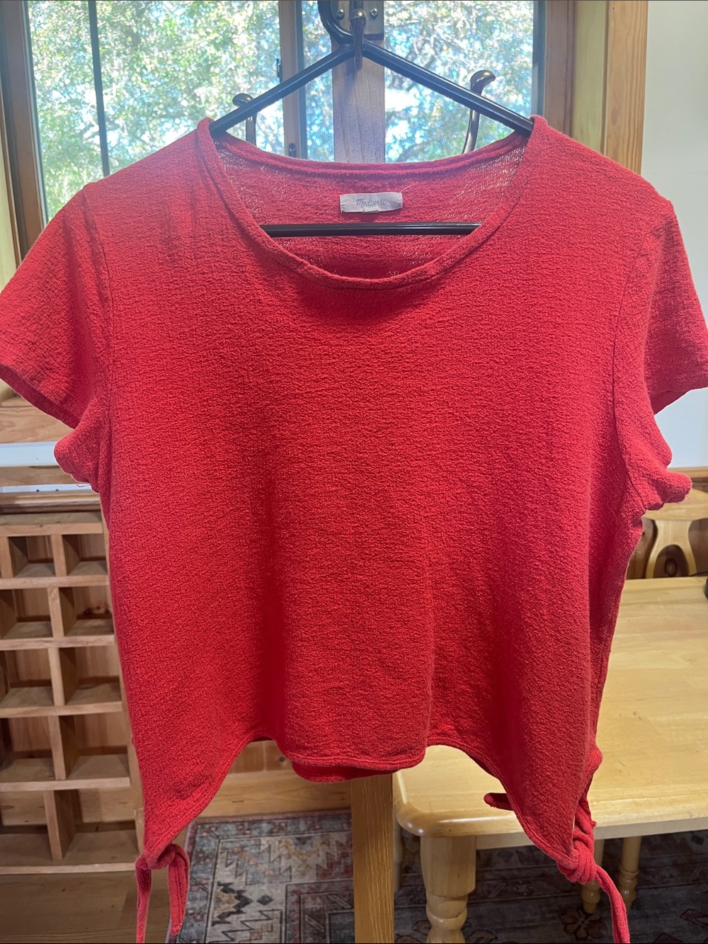 Madewell Women's Red Short-Sleeve Tie-Hem Top